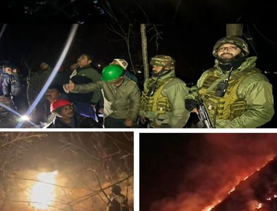 'F&ES के साथ सेना के जवानों ने जम्मू-कश्मीर के बारामूला में जंगल की भीषण आग को बुझाया | '